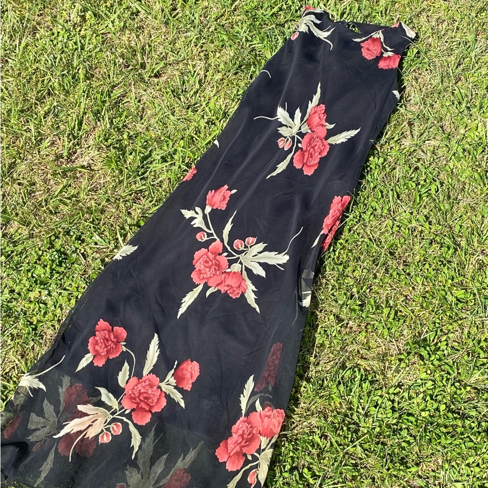 Vintage, black and red floral dress